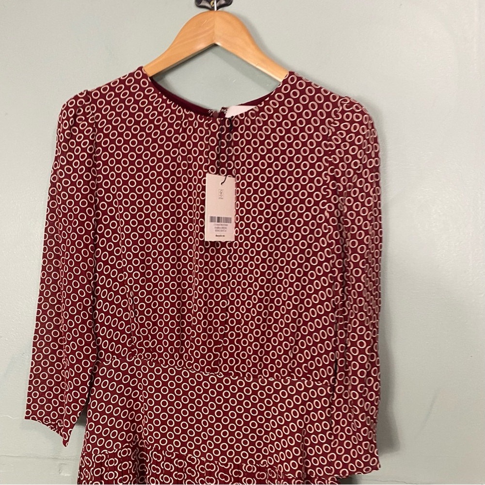 Reformation Sabra‎ Midi Dress Pleated Polka Ring Dot Red Size 8 - Picture 3 of 8